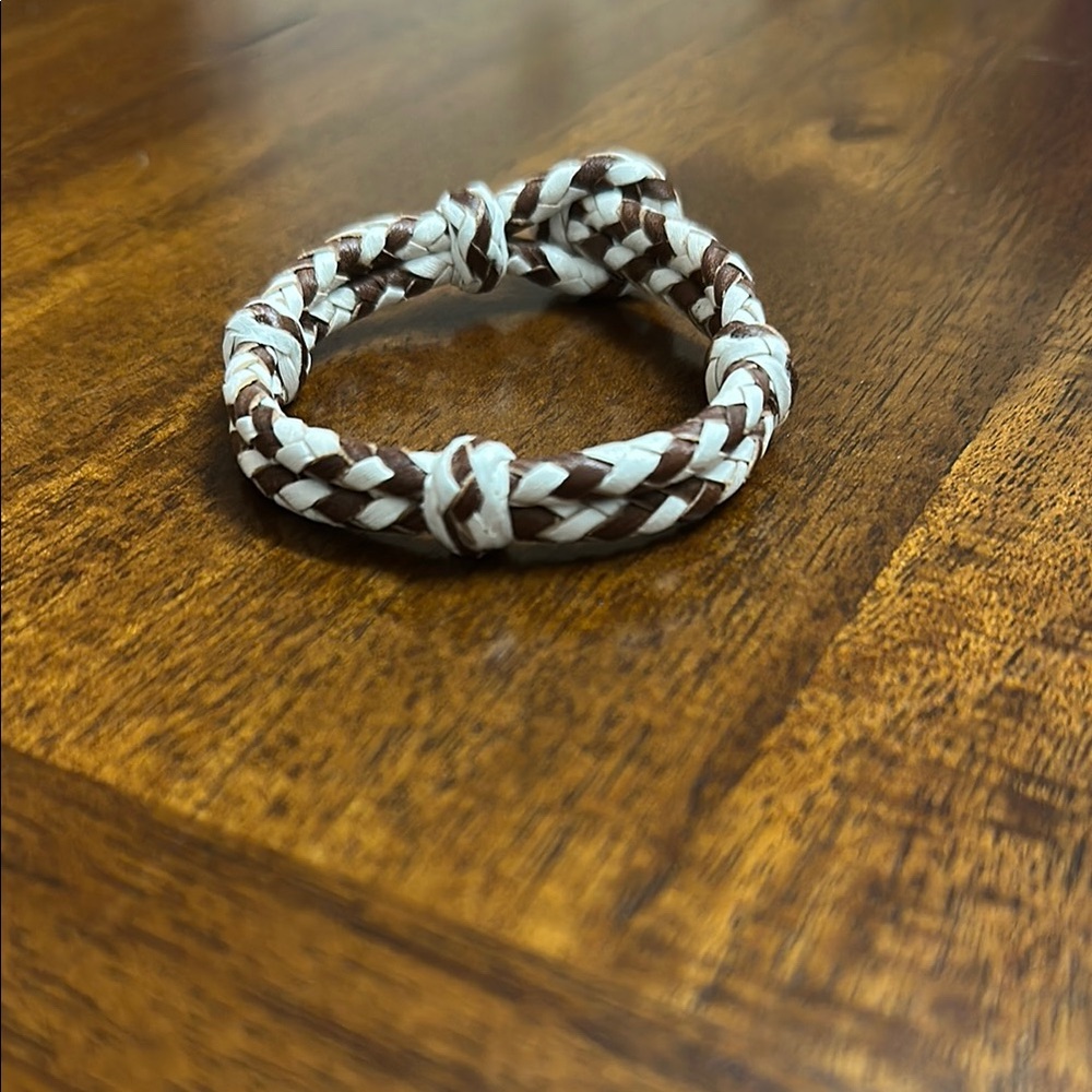 Brown and White Braided Bracelet